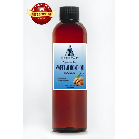 Sweet almond oil unrefined organic carrier cold pressed 100% pure 4 oz