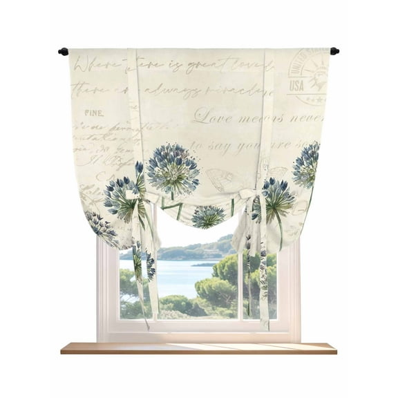 Botanical Flowers Tie Up Curtains for Windows 63 Inch Length Balloon Curtains Kitchen Adjustable Balloon Window Shade Vintage Rustic Wild Florals Plants Tie Up Valance Bathroom Curtain Window 46"x63"