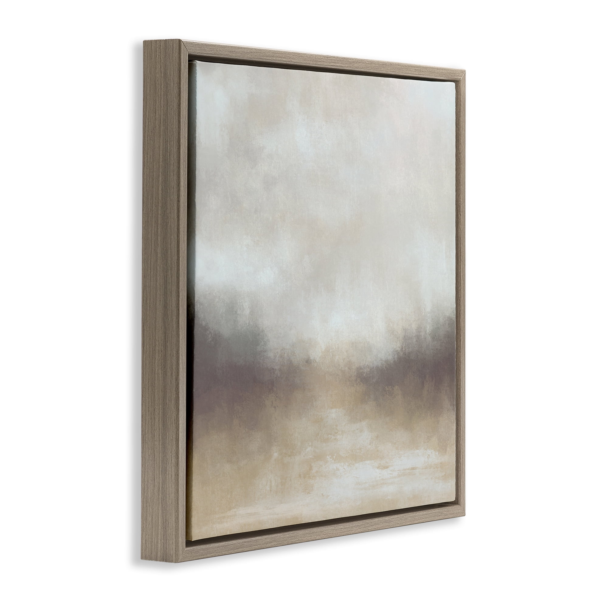 Stupell Industries Foggy Beige Landscape Landscape & Nature Painting Brown Floater Framed Canvas Art Print Wall Art, 18 x 18