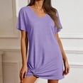thumbnail image 2 of Hurxie Swimsuit Cover Ups for Women Short Sleeve Bathing Suit Coverup Casual Bikini Swimwear Beach Cover Up Dress Purple,XL, 2 of 7