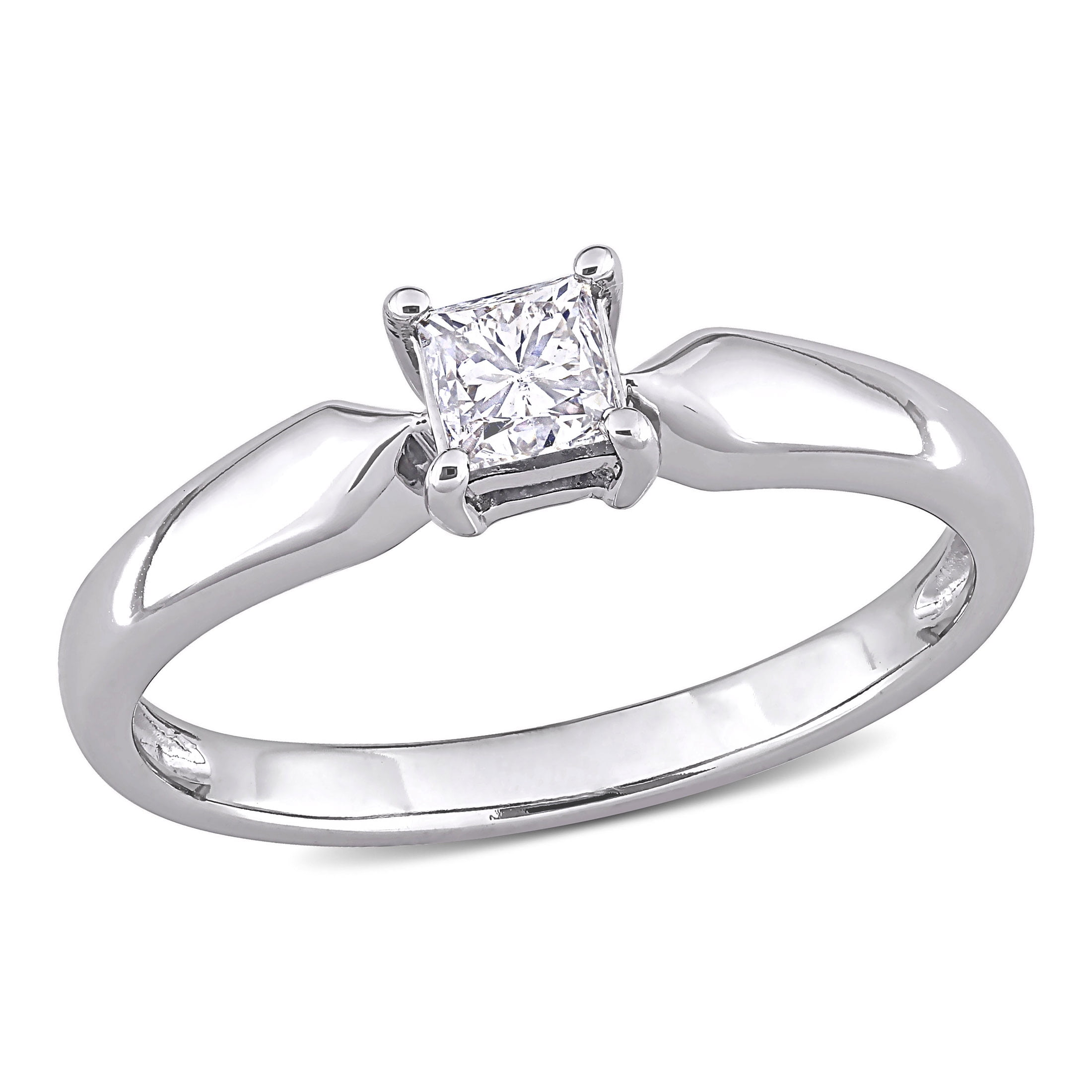 Engagement Wedding Solitaire Bypass Ring 2.1 Ct Princess Diamond 14K White Gold 