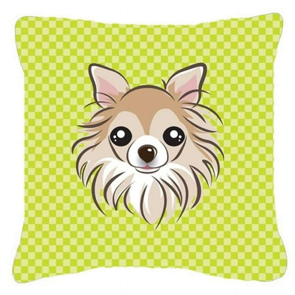 Caroline's Treasures BB1313PW1414 Checkerboard Lime Green Chihuahua Canvas Fabric Decorative Pillow , 14Hx14W,