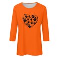 thumbnail image 4 of Dadaria Hauts pour Femmes Chemise Orange Manches 3/4 T-Shirt Col Rond Grande Taille Tee Été Imprimés Main Chandail Blouses S, 4 of 5