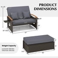 thumbnail image 3 of Costway Patio Rattan Daybed Set with Cushioned Loveseat & Storage Ottoman for Porch Gray, 3 of 10