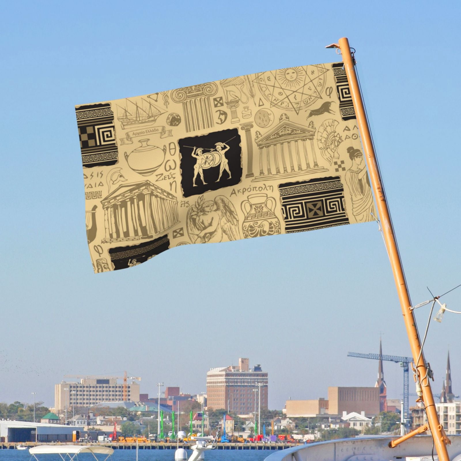Ancient Greece Mythology Retro Double Sided Flag 3x5FT Reversible Garden Flag Outdoor Decor for House, Porch, Lawn, Yard, Indoor Wall, Party Decoration