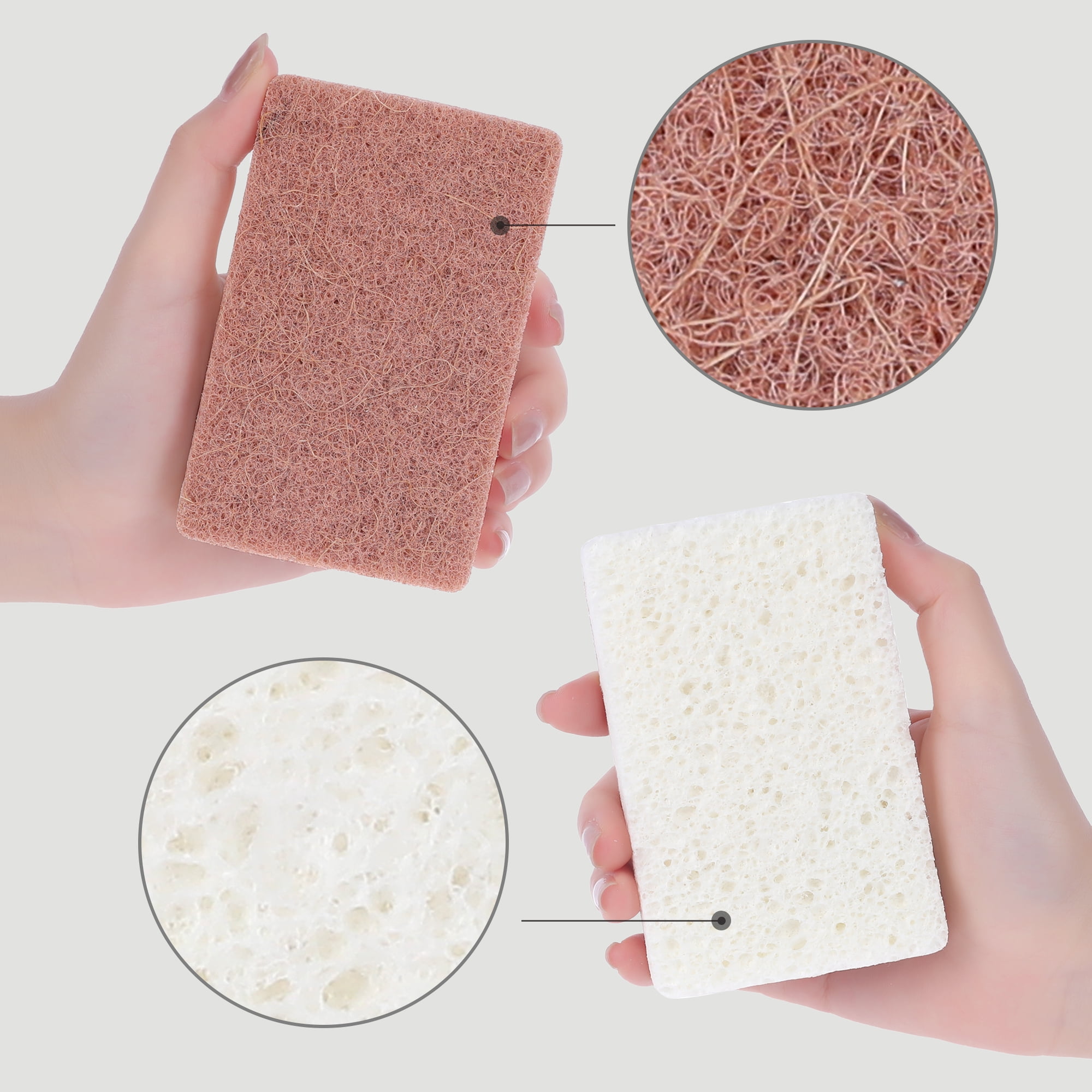 Unique Bargains Dual Sided Cleaning Sponges Kitchen Dishes Sponge White Brown 5 Pack