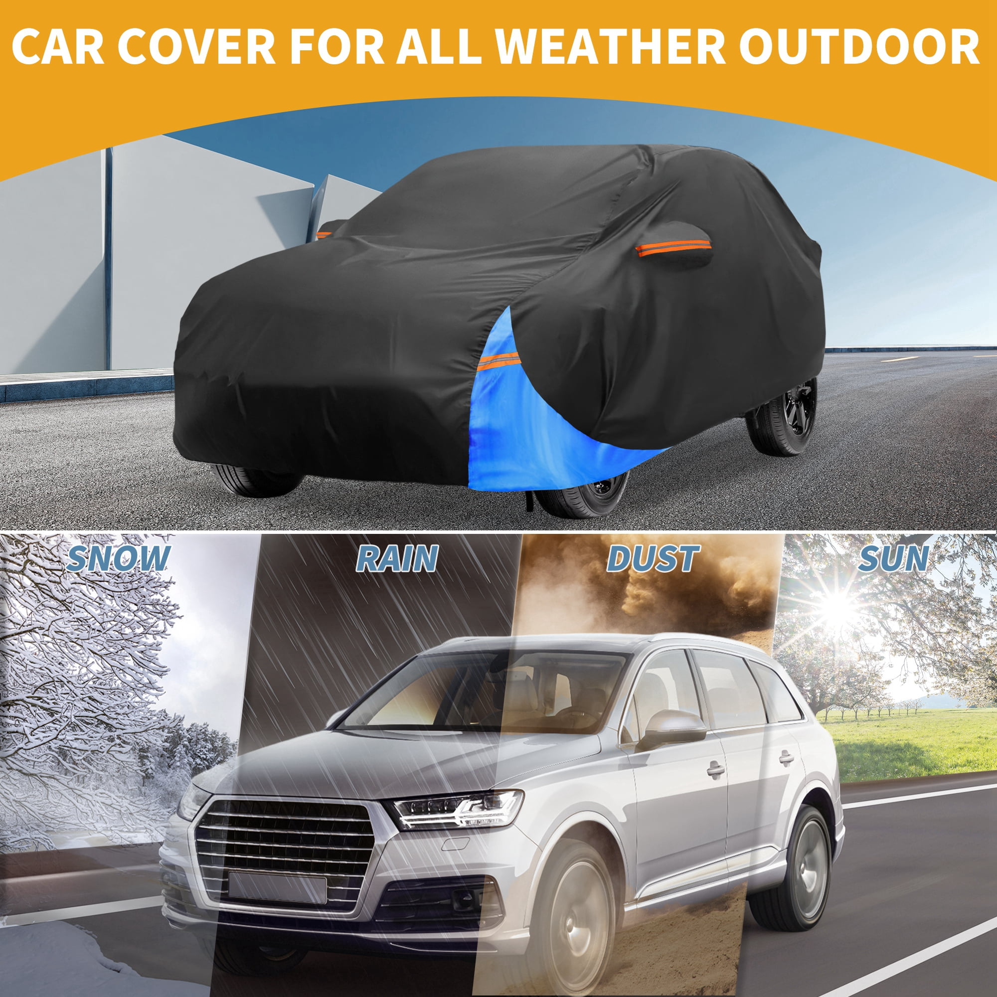 Unique Bargains Waterproof Car Cover for BMW I4 2022-2024 210D-PU Black Blue