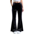 thumbnail image 2 of Mercatoo Kids Girls Velvet Flared Pants Elastic Waist Lightweight Bell Bottom Pants Spring Casual Yoga 𝗕ootcut Trousers, 2 of 5
