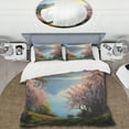 thumbnail image 2 of Designart "Waterside Cherry Blossom Trees I" Tree Floral Bedding Covert Set - Country Pink Landscapes Bed Set With 2 Shams, 2 of 6