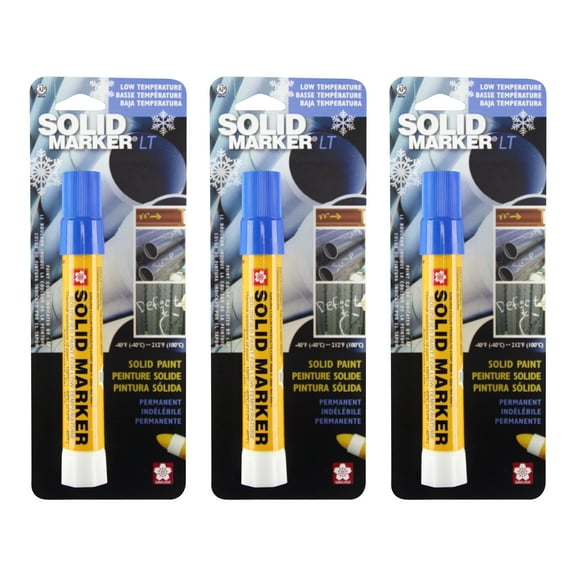 Sakura Solid Paint Markers with Twist Up Tip - Low Temperature Permanent Marker Pens - Window, Wood, & Glass Marker - Blue Paint - 3 Pack