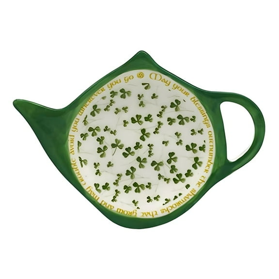 Royal Tara Shamrock Blessing Teabag Holder - Irish Ceramic Tea Bag