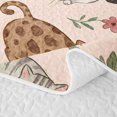 thumbnail image 5 of meiyoeat Floral Cat Pattern Bed Spread Queen,Pink Rustic Flower Queen Coverlet Set,3 Pieces,1 Quilt and 2 Pillowcases, 5 of 7