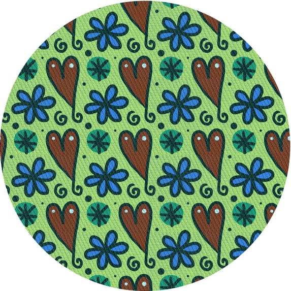 Ahgly Company Indoor Round Patterned Nebula Green Area Rugs, 3' Round