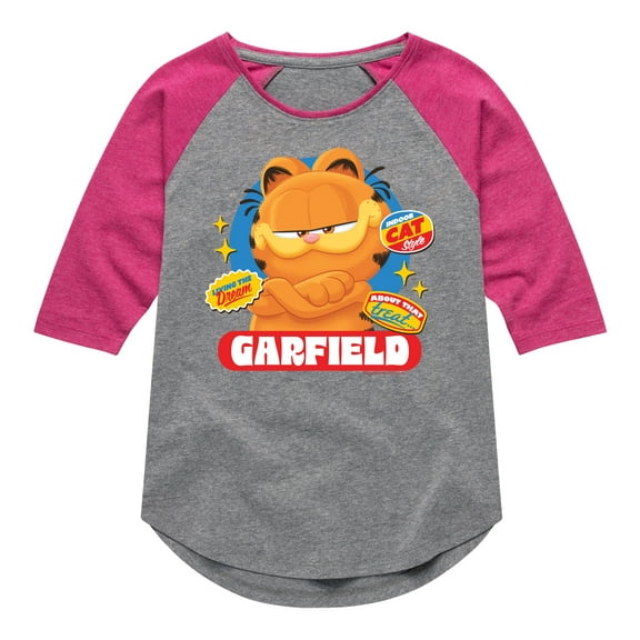 Garfield - Garfield Stickers - Toddler & Youth Girls Raglan Graphic T-Shirt