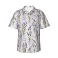 thumbnail image 1 of Balery Lavender Flowers Camisas hawaianas de manga corta para hombre, camisas playeras de corte holgado, camisas de vacaciones con botones,3X-Large, 1 of 7