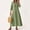 03# Green, variant on Womens Linen Dress Summer V Neck Flowy Maxi Dresses Modest Fall 3/4 Sleeve Dress Loose Fit Casual Vacation Beach Sundress Navy XL