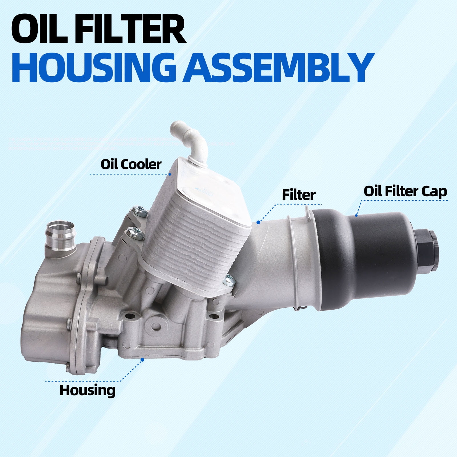 MITZONE Upgrade Aluminium Oil Cooler Filter Housing with Oil Cooler compatible with VW Jetta GTI Golf R Passat Audi A4 A3 TT TTS 2.0L Replace 06F115397K 06F115397J 06F115397H