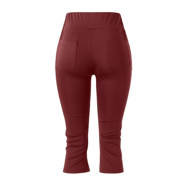 Capri Workout Leggings For Women With Pockets Yoga Pants Pockets High Waist  Pants Casual Trousers Leggings For Women Tummy Control Petite