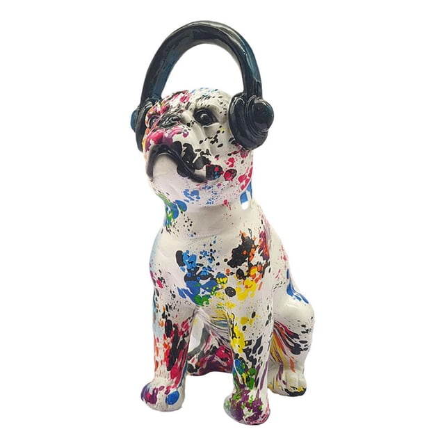 Figura decorativa de perro bulldog pintada a mano, arte de escritorio, artesanía, decoración para dormitorio El 13x21x30CM