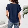 thumbnail image 6 of cocolona Summer Womens Button Down Tops V Neck Short Sleeve Loose Shirts Dressy Casual Solid Color Blouses, 6 of 7