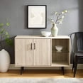 thumbnail image 2 of Walker Edison Theo Mid Century Modern 2 Door Asymmetrical Glass Shelf Buffet, 44 Inch, Birch, 2 of 5