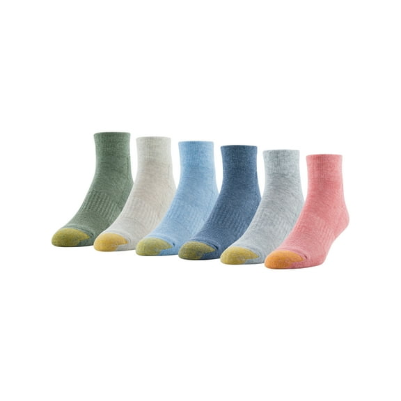 GOLDTOE Edition Mens Sun Washed Quarter Socks, 6-Pack