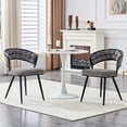 thumbnail image 2 of NEW Set of 2 Gray Velvet Dining Chairs with Black Legs, Modern Upholstered Accent Chairs for Dining Room & Kitchen, 2 of 8