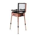thumbnail image 4 of Rolling Makeup Case Aluminum Salon Cosmetic Train Trolley 4 Wheels Organizer Box Rose Gold, 4 of 11