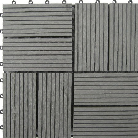 Naturesort N4-OTM8G 8-Slat Bamboo Composite Deck Tiles, Grey