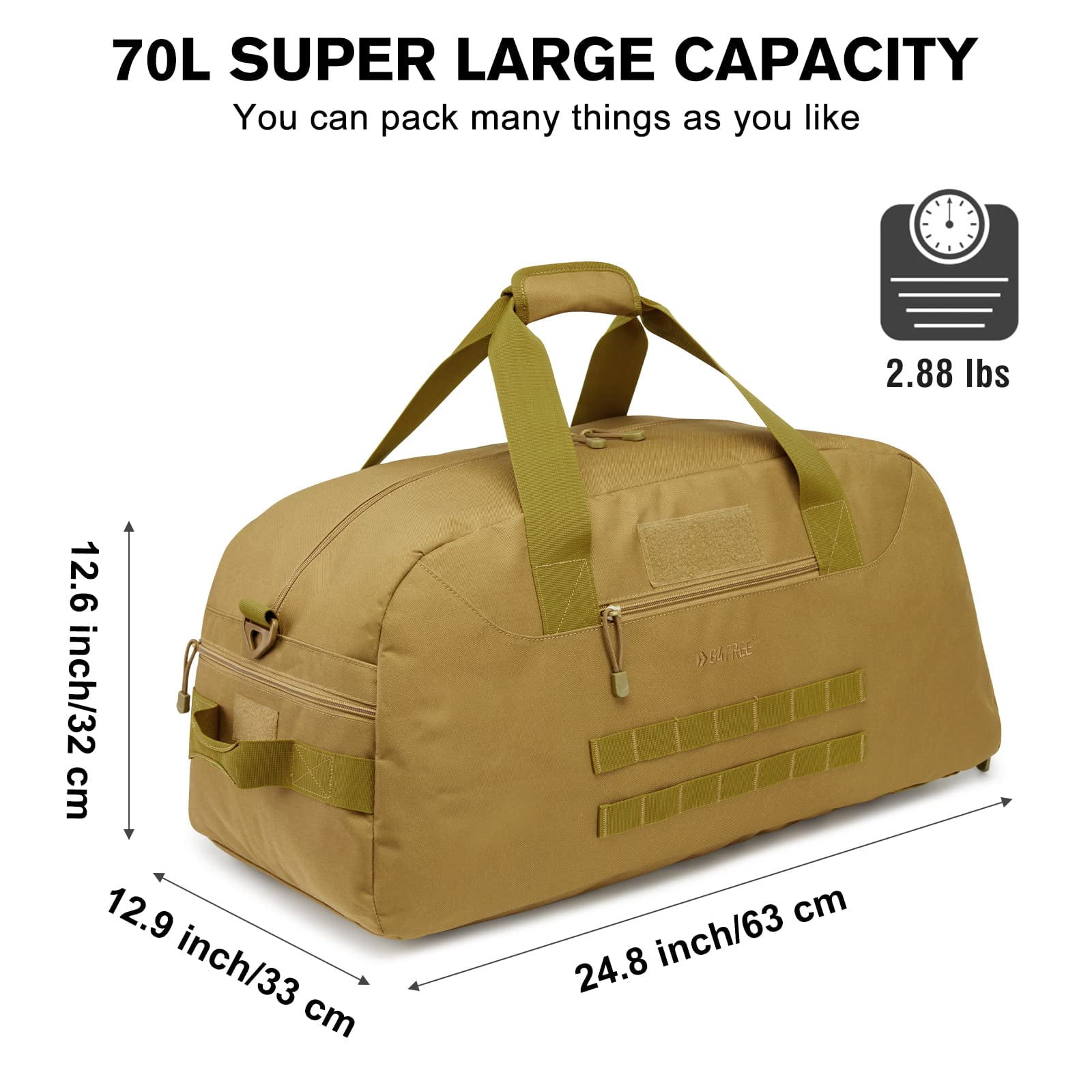 G4Free 70L Large Sports Duffle Bag for Men Gym Travel Backpack with Shoes Compartment Convertible Duffel Backpack
