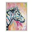 thumbnail image 2 of Kate and Laurel Sylvie Piata The Zebra Framed Canvas Wall Art by Rachel Christopoulos, 18x24 White, Colorful Watercolor Animal Portrait Art for Wall, 2 of 6