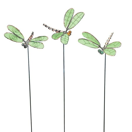 Glow In The Dark Dragonfly Garden Decor Yard Stakes Set Of 3 Glow In The Dark Dragonfly Garden Decor Yard Stakes Set Of 3 Green