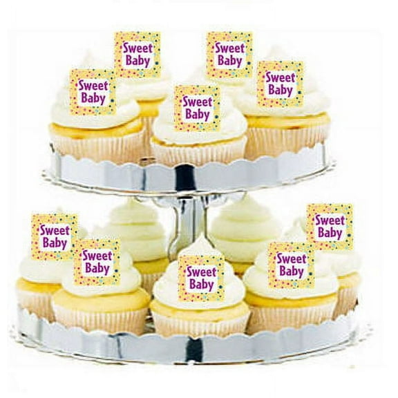 24pk Sweet Baby Baby Shower Edible Cupcake Decoration Toppers / Picks
