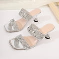 thumbnail image 6 of DIVVce Rhinestone Double Strap Kitten Heel Slides For Women Open Toe Slip On Comfort Evening Footwear, 6 of 8