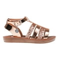 thumbnail image 5 of bebe Girl's Shiny Gladiator Flat Sandals with Glittery Strap Design - Flat Sandals for Toddler, Rose Gold, 7, 5 of 8