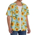 thumbnail image 2 of Balery White Polka Dot Sunflower A Camisa Casual de Manga Corta con Botones para Hombre, Texturizada, Estilo Cubano, para Playa, Verano-3X-Large, 2 of 5