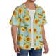 thumbnail image 2 of Balery White Polka Dot Sunflower A Camisa Casual de Manga Corta con Botones para Hombre, Texturizada, Estilo Cubano, para Playa, Verano-4X-Large, 2 of 5