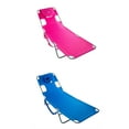 thumbnail image 1 of Ostrich Chaise Lounge Folding Sunbathing Poolside Beach Chair, Pink & Blue, 1 of 9