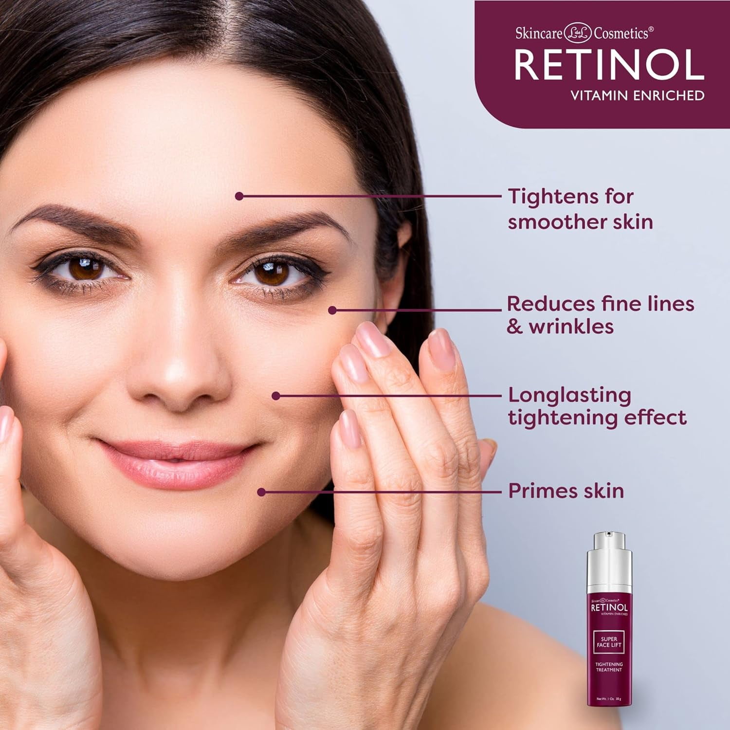 Retinol Super Face Lift Cream with Vitamins C and E, Firming Treatment for Fine Lines and Wrinkles, 1 fl oz