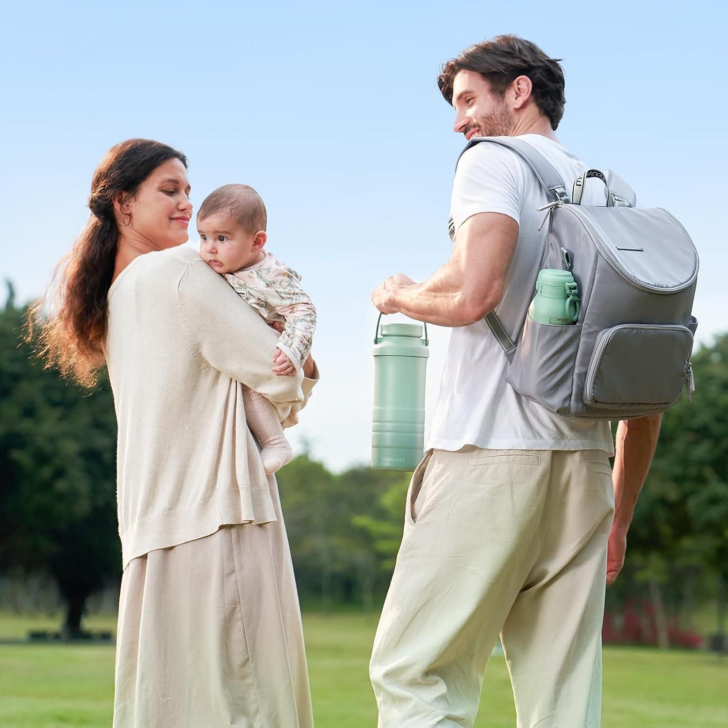 Momcozy 22oz Portable Breast Milk Cooler, Life Saver with 360° Total Cooling, Larger Capacity Travel Breastmilk Chiller with 2pcs Baby Bottles, Green