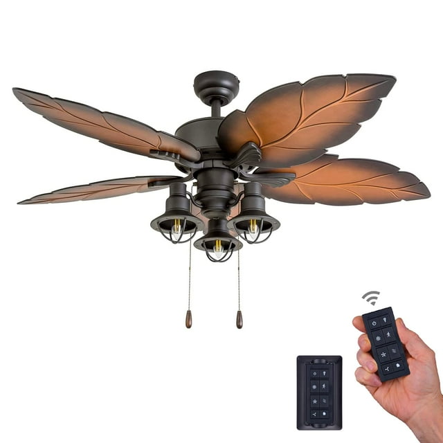 Prominence Home 50759-01 Ocean Crest Ceiling Fan (3 Speed Remote), 52", Mocha, Tropical Bronze