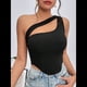 thumbnail image 5 of Sujetador Deportivo de un Solo Hombro para Mujer, Sin Mangas, para Entrenamiento, Yoga, Top Corto de Verano Sin Espalda Negro S, 5 of 9
