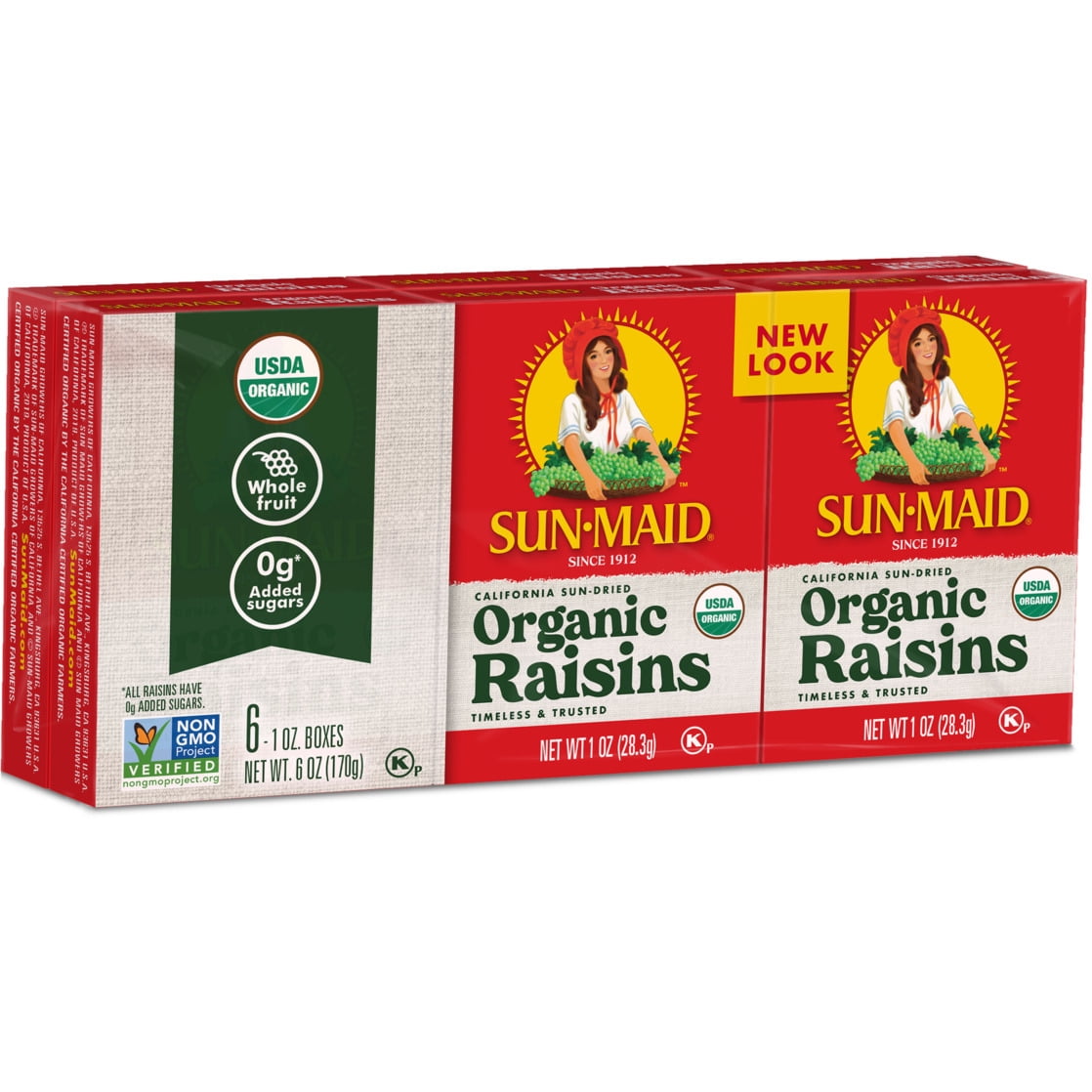 (4 pack) Sun-Maid® California Sun-Dried Organic Raisins 6-Pack/1oz Cartons