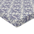 thumbnail image 4 of Ambesonne Floral Fitted Sheet, Bohemian Folk Flower Pattern, Twin XL Size, Purple Ceil Blue and Ivory, 4 of 5
