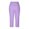 thumbnail image 4 of RPVATI Capri Pants for Women Plus Size, Womens High Waisted Tummy Control Yoga Pants, Pants Capris With Pockets Size Leggings Straight Leg Crop Pant Purple M, 4 of 7