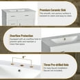 thumbnail image 6 of EUROCO 30" Bathroom Vanity with Ceramic Sink,Solid Wood Bathroom Makeup Cabinet with Soft Close Door,Adjustable Shelf and 3 Drawers,Free Standing Single Basin Vanity Set for Bathroom,White, 6 of 7