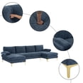thumbnail image 4 of Zimtown Convertible Sectional Sofa,U Shaped Couch with Double Reversible Chaise, Chenille Fabric Fabric Sectional Couch with Metal Feet Gray-Blue, 4 of 9