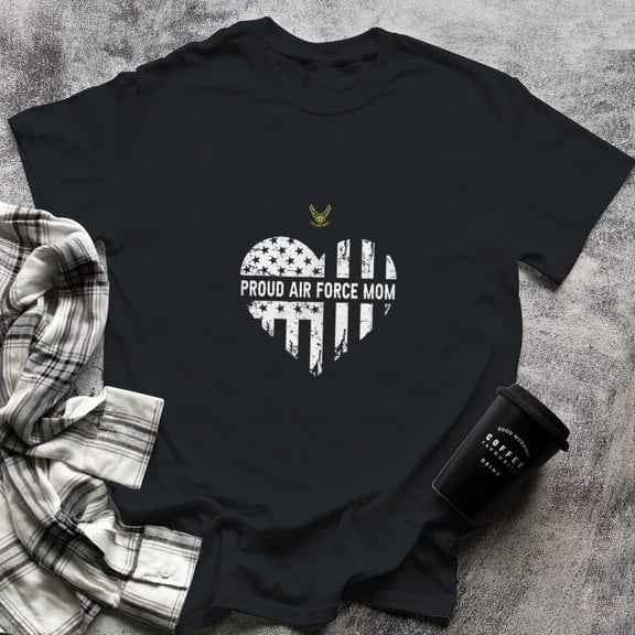 Proud Air Force Mom Pride Military Family Heart, Small, Black