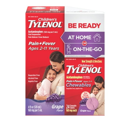 Children's Tylenol Liquid (4 fl. oz) & Chewables (24 Count), 2 pc bundle