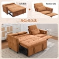 thumbnail image 6 of 2-in-1 Convertible Sleeper Sofa Bed with Recliner, Chenille Pull Out Couch with USB Ports and Three-Level Adjustable Backrest, 3 Seat Cloud Sectional Couch for Living Room, Orange, 6 of 7